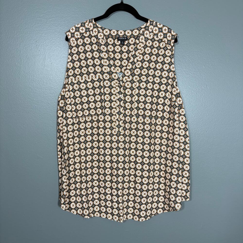 Torrid Harper Earth Tone Linen Blend Top Sleeveless - 2 (2X) - Women's Plus Size